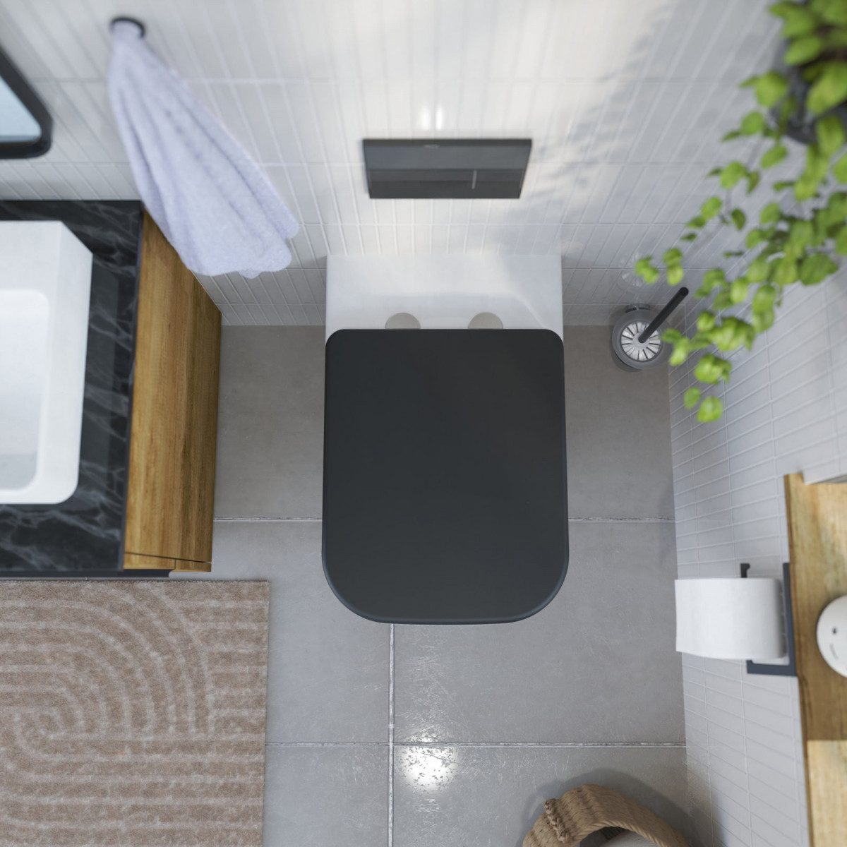 WC-Sitz Helma TÜV geprüft, in Schwarz mit Absenkautomatik und Schnellverschluss, E-Form