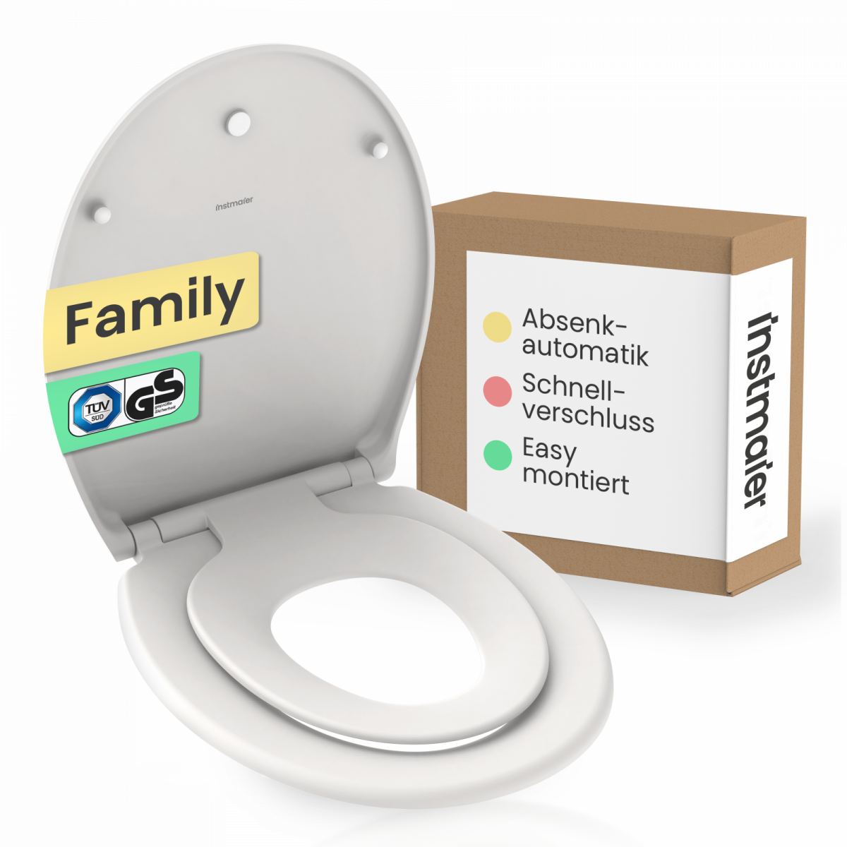 WC-Sitz Helma Family TÜV geprüft, in Weiß mit Absenkautomatik und Schnellverschluss