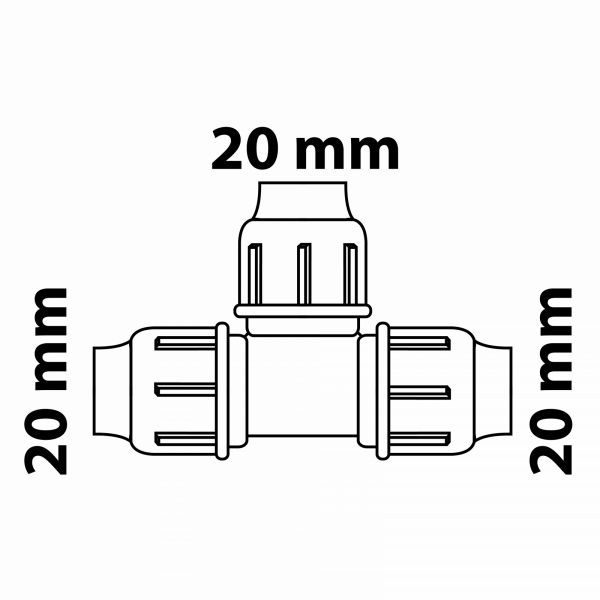 T-Stück, 20 mm, Klemmfitting für HDPE