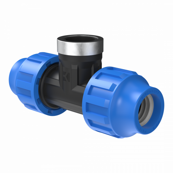 T-Stück, 25 mm auf 3/4\", Klemmfitting für HDPE"