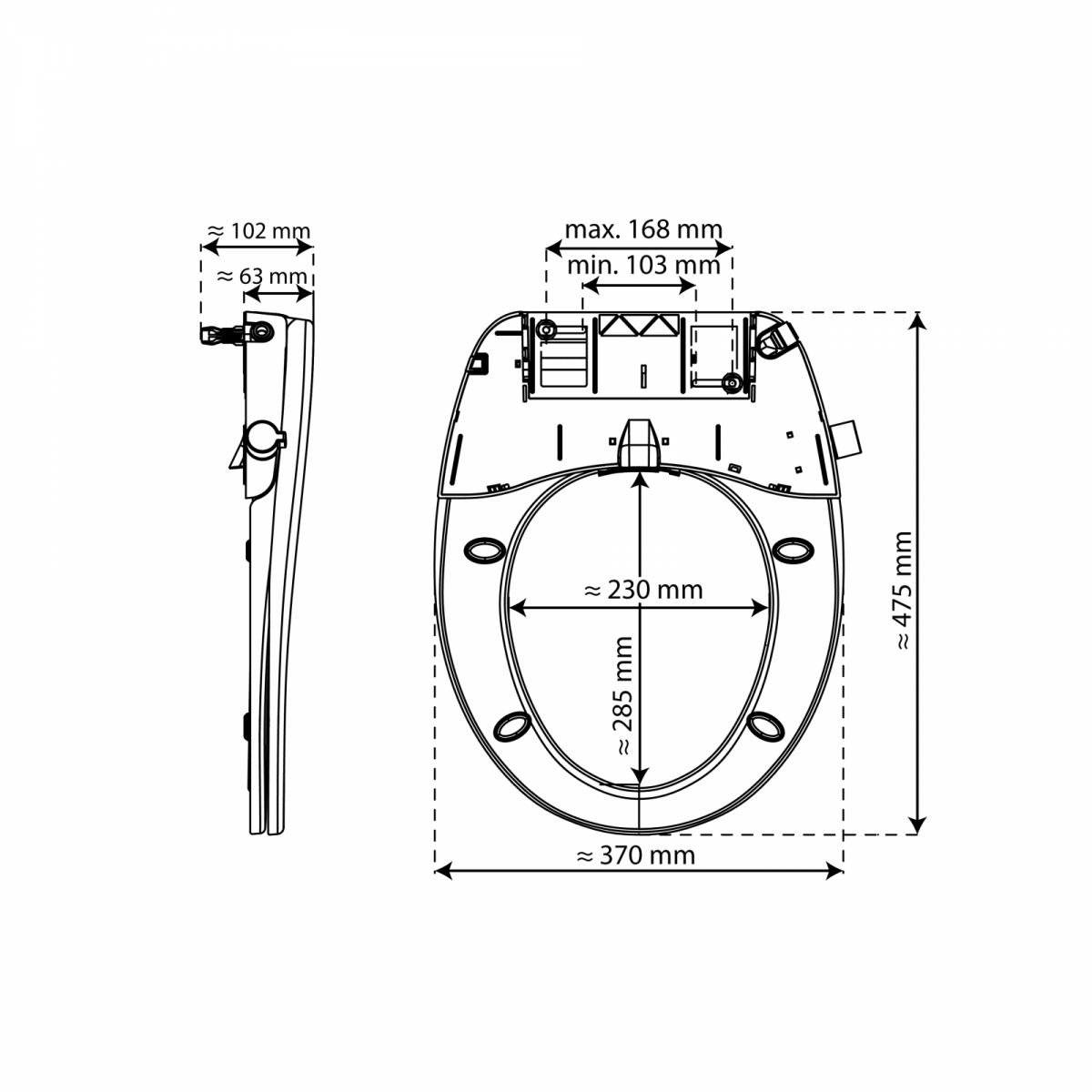 Dusch WC-Aufsatz, mit Absenkautomatik und Schnellverschluss