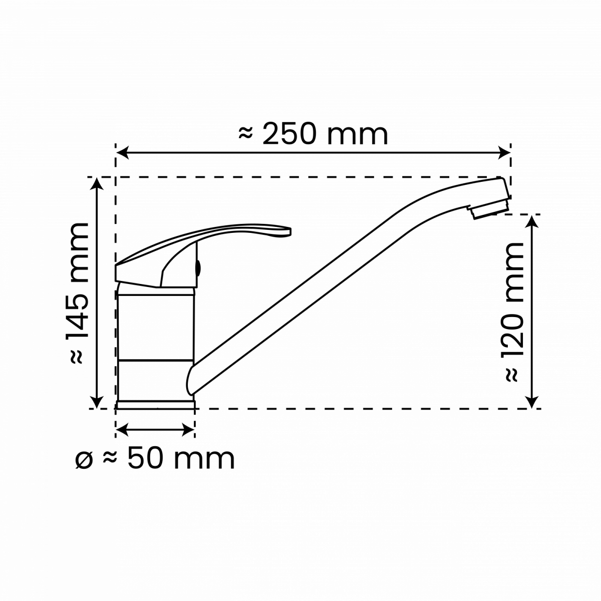 Küchenarmatur Vera, in Chrom mit schwenkbarem Auslauf, Hochdruck