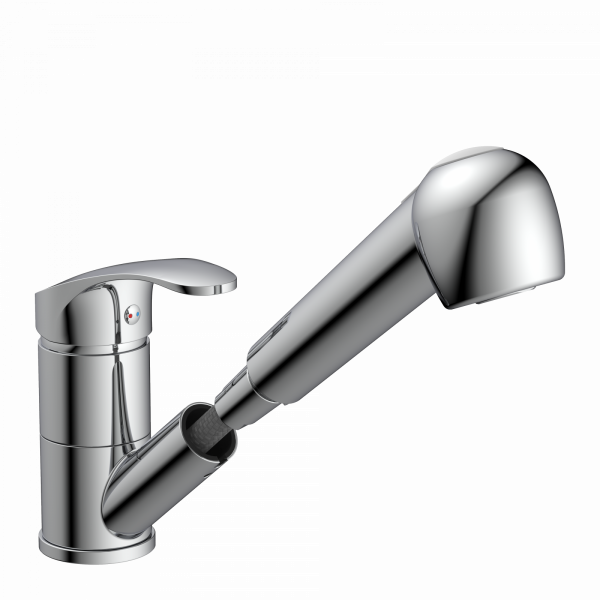 Küchenarmatur Elena, in Chrom mit ausziehbarer Geschirrbrause, Hochdruck