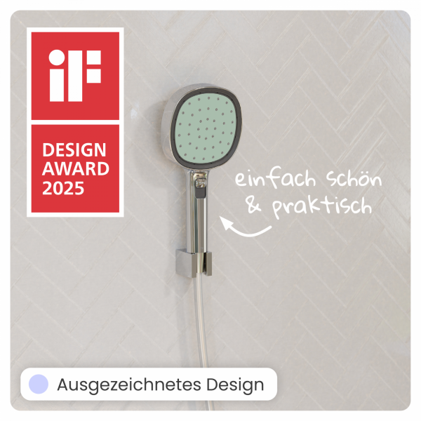 Duschbrause Set Cleo, in Chrom/Salbei mit Schlauch und 3 Strahlarten