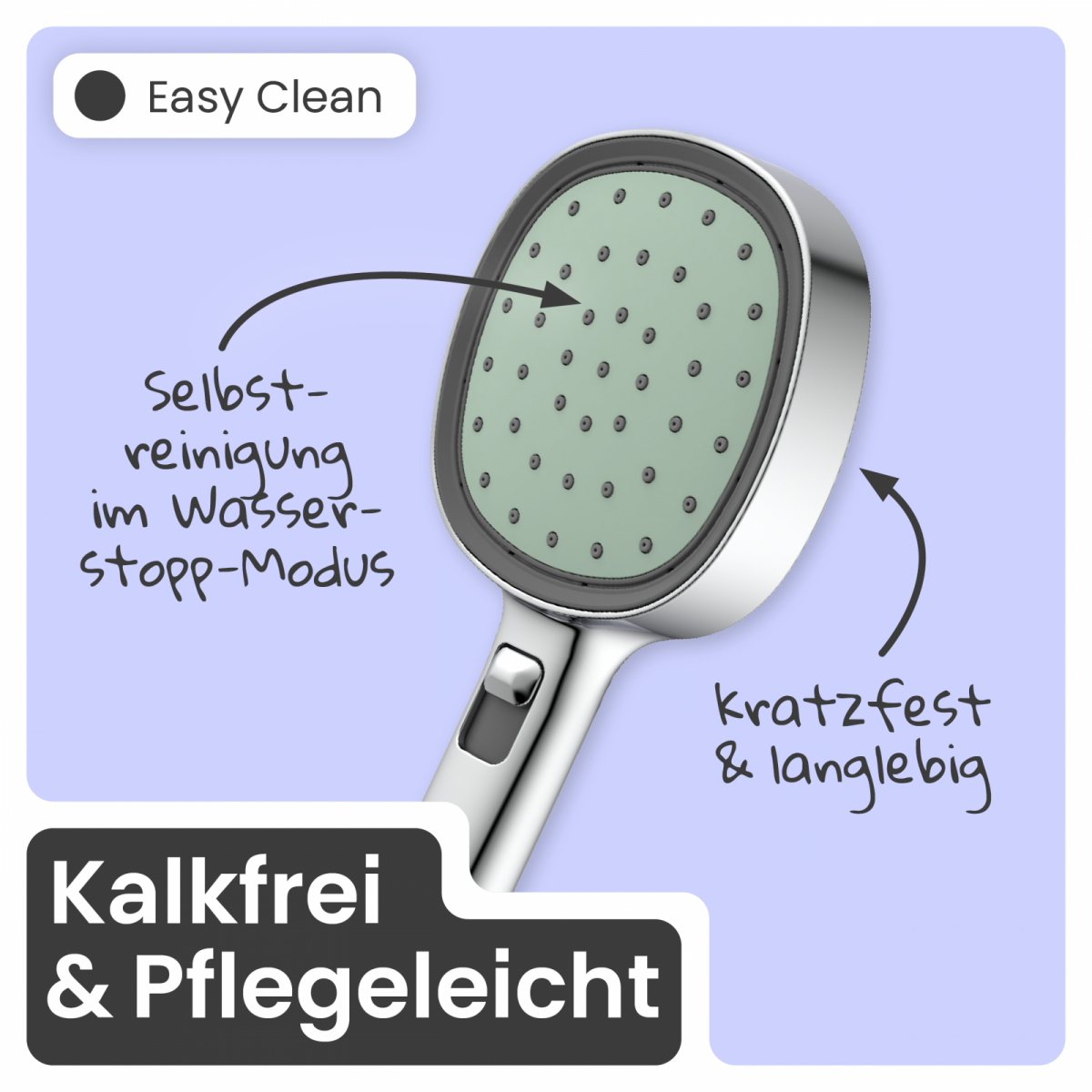Duschbrause Set Cleo, in Chrom/Salbei mit Schlauch und 3 Strahlarten