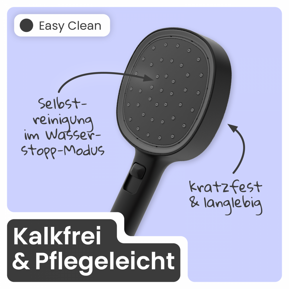 Regendusche Cleo, in Schwarz matt mit Thermostat und Ablage
