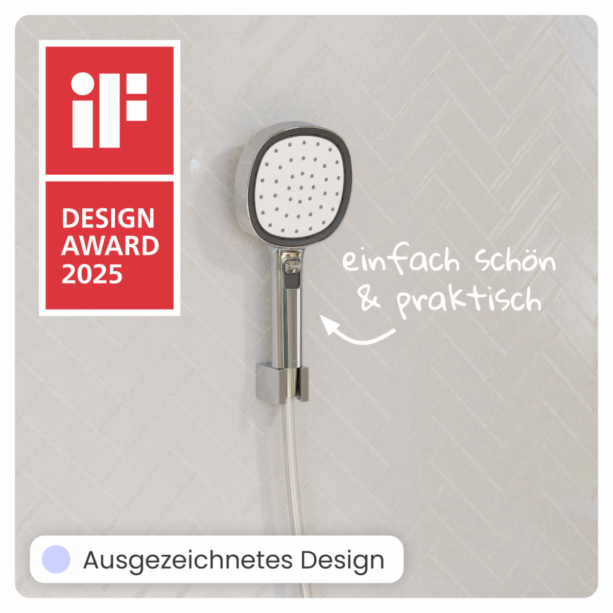 Duschbrause Set Cleo, in Chrom/Weiß mit Schlauch