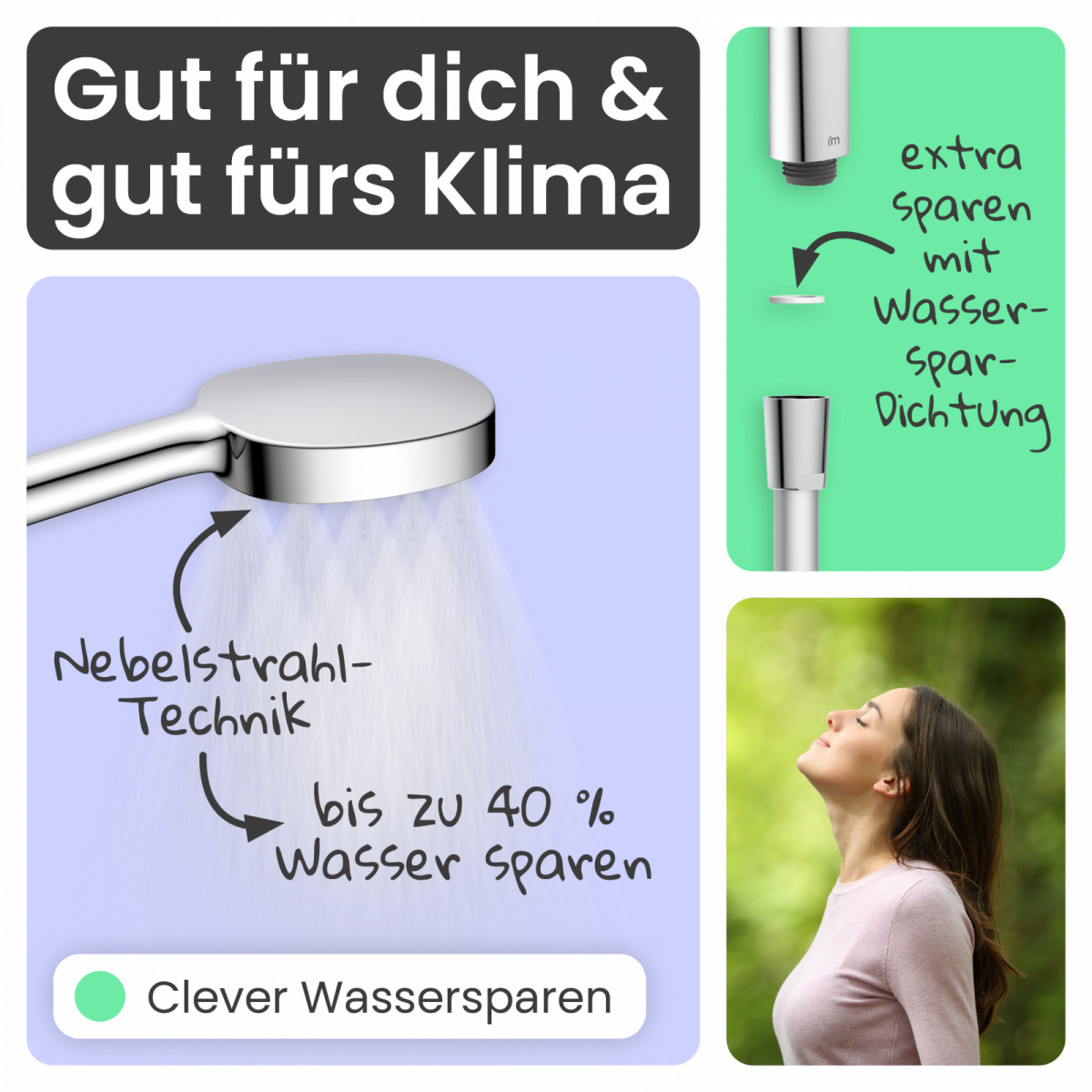 Duschbrause Set Cleo, in Chrom/Weiß mit Schlauch