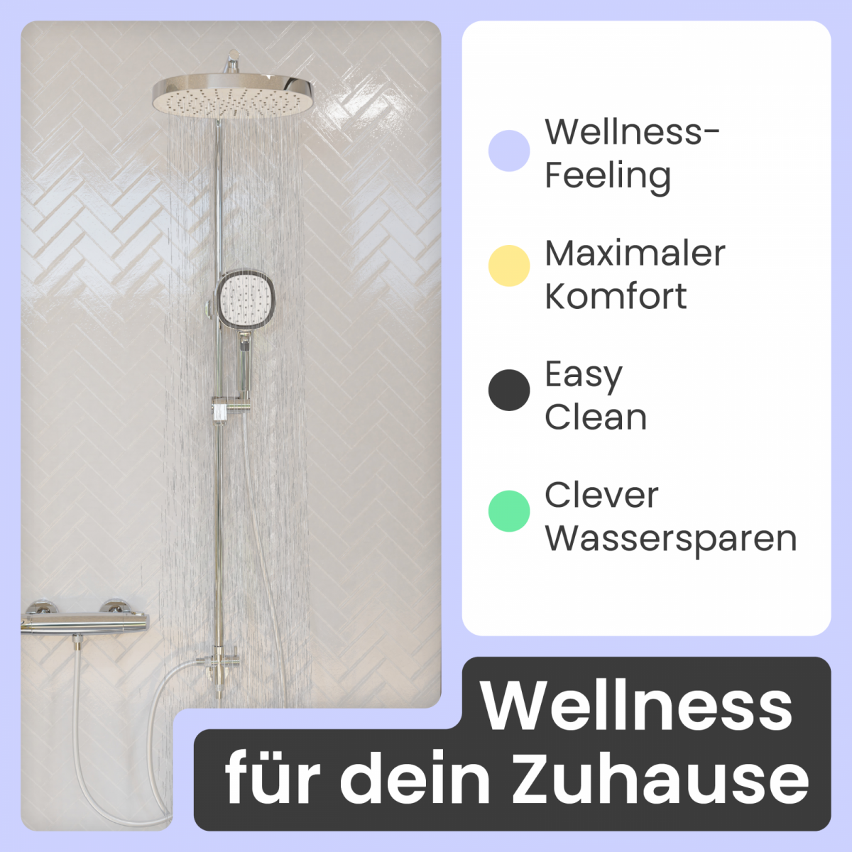 Regendusche Cleo, in Chrom/Weiß mit Drehumsteller