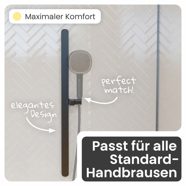 Duschstange Cleo, in Schwarz matt mit verstellbarer Brausehalterung