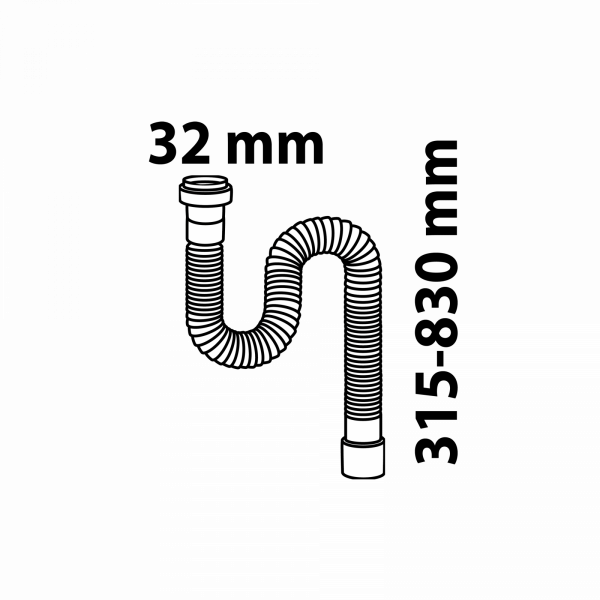 KS Flex-Röhrensiphon, Weiß, 1 1/4" x 32 mm, Siphons, wasseranschluss"