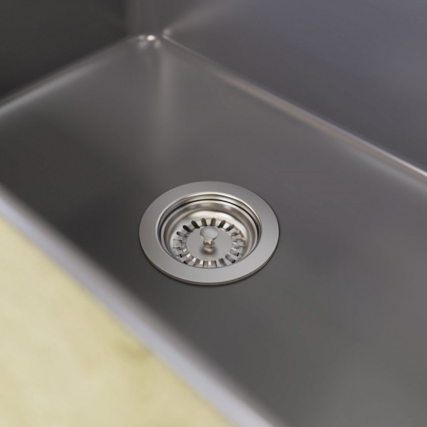 KS Korbventil mit Bowdenzug,1 1/2" AG, Edelstahl Ventilkelch und Sieb Ø114 mm, mit Überlaufanschluss"