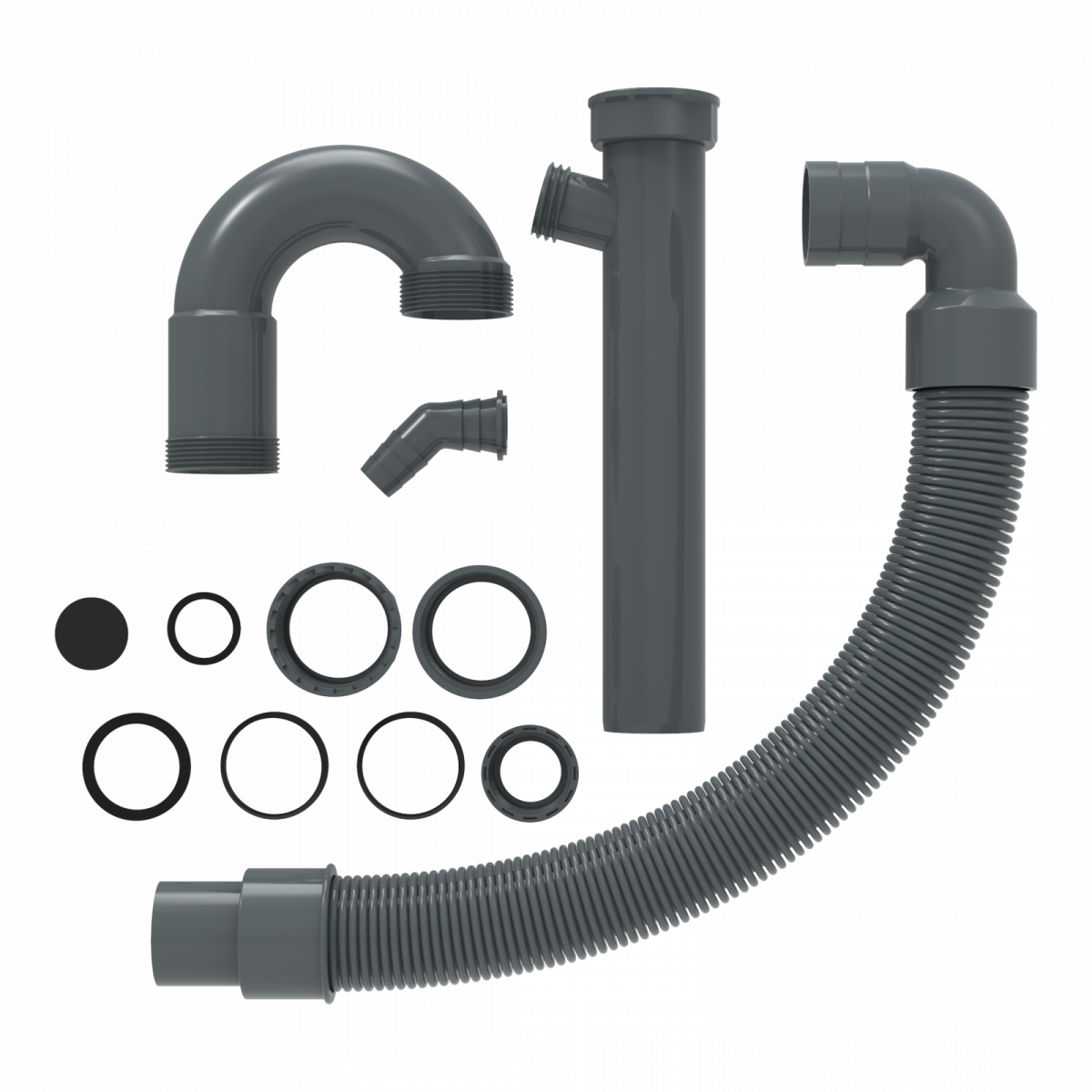 ECO-SAVE KS Flex-Spülen-Röhrensiphon, Grau