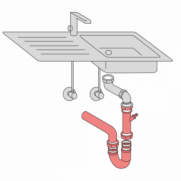 ECO-SAVE KS Flex-Spülen-Röhrensiphon, Grau