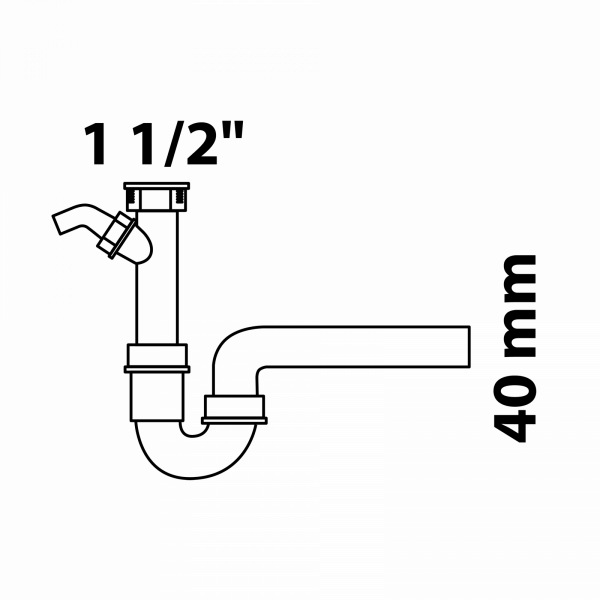 Spültisch-Röhrensiphon, 40mm aus Kunststoff mit Geräteanschluss, Grau
