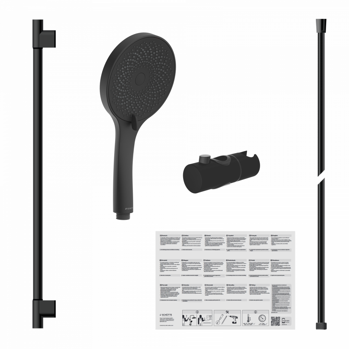 CAPRI Stangenbrauseset, Schwarz matt