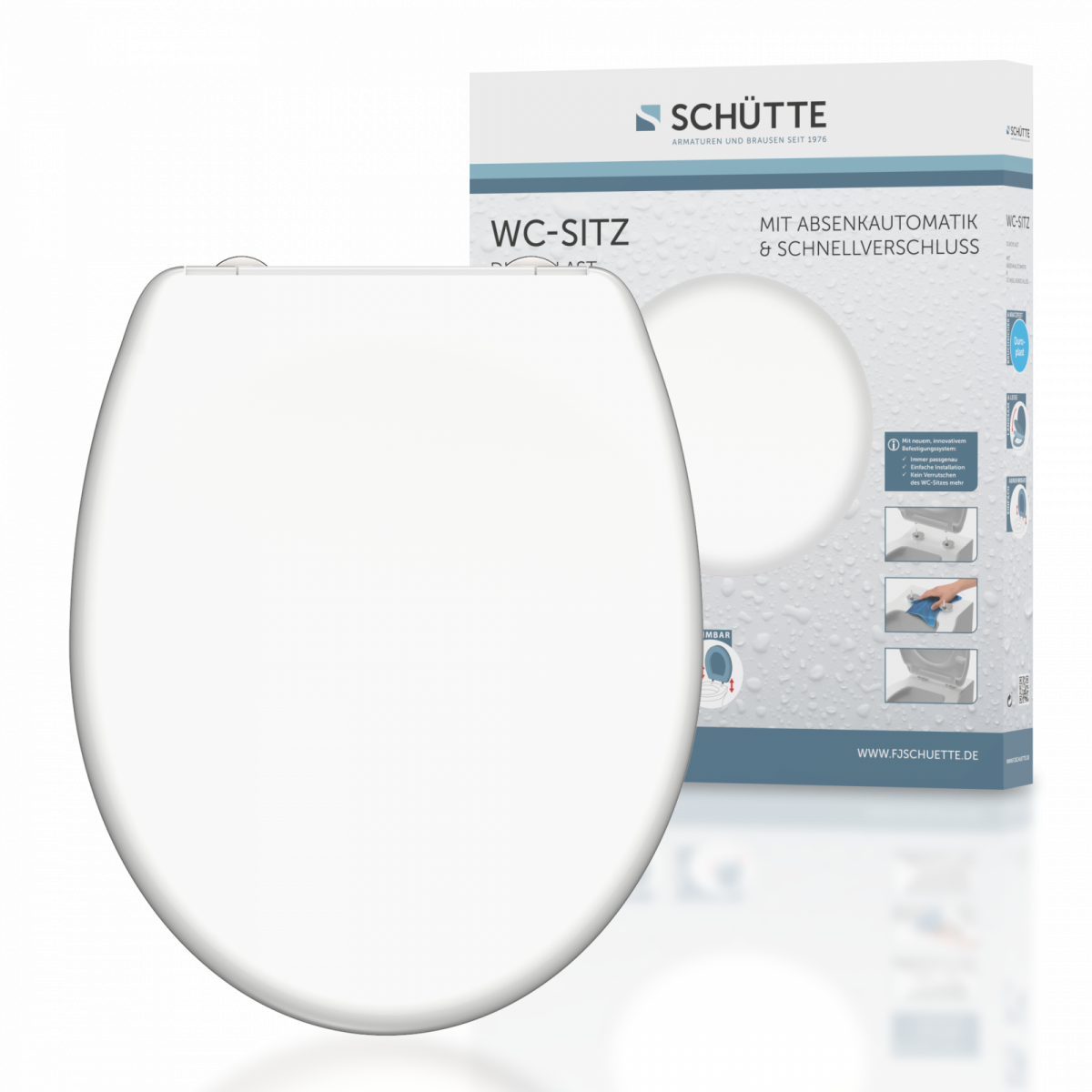 Duroplast WC-Sitz WHITE, mit Absenkautomatik und Schnellverschluss