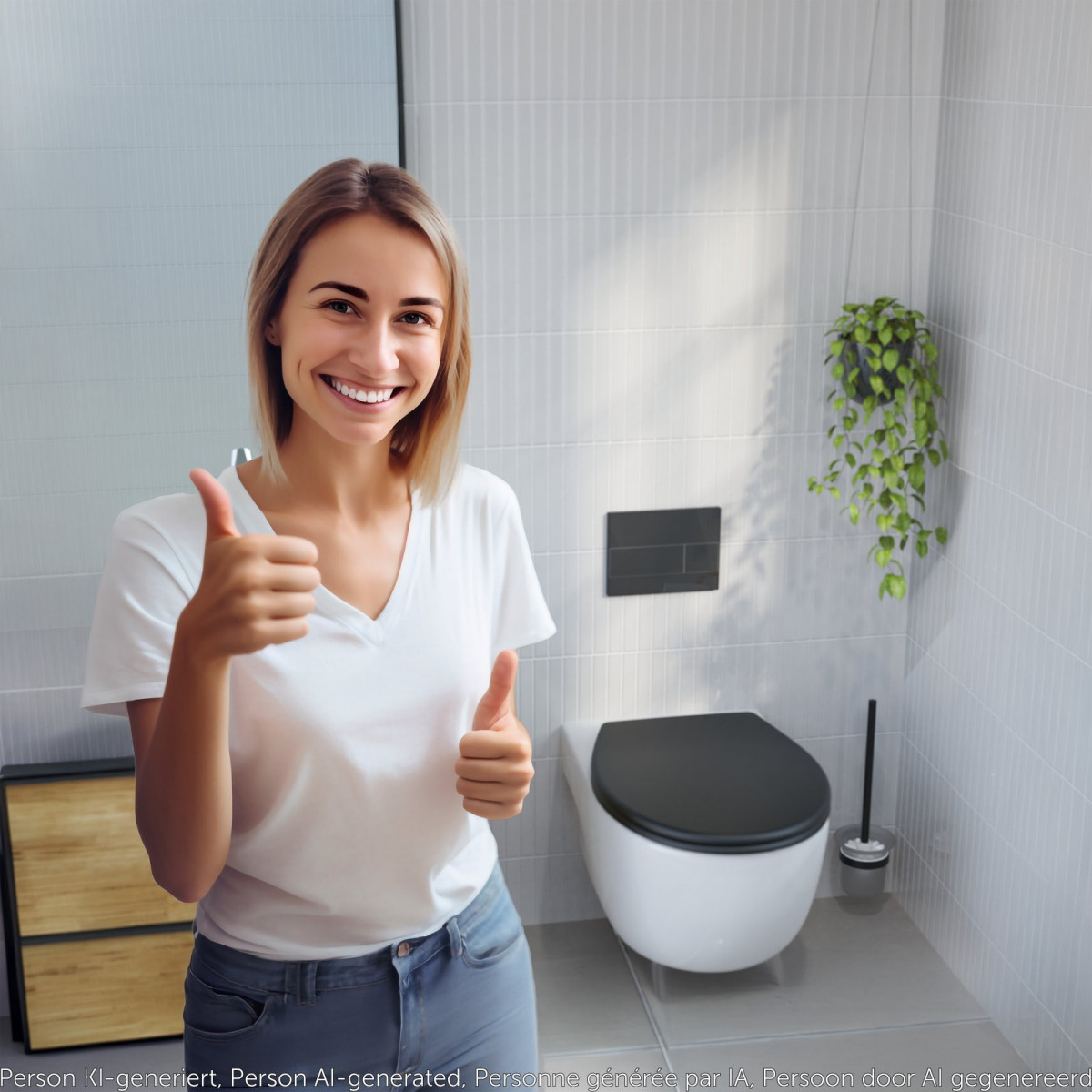 WC-Sitz Helma, in Schwarz mit Absenkautomatik und Schnellverschluss, O-Form