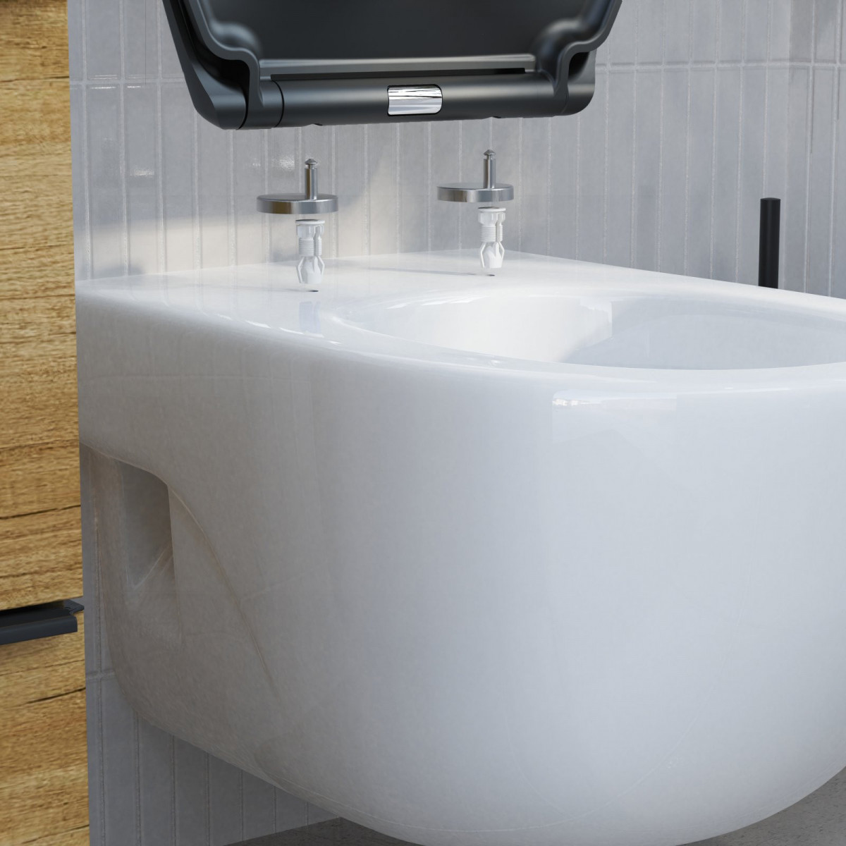 WC-Sitz Helma, in Schwarz mit Absenkautomatik und Schnellverschluss, O-Form