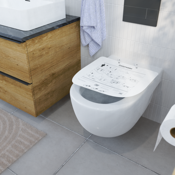 Wandhängendes WC mit Monatgeanleitung für WC-Sitz