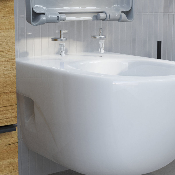 Montierung eines WC-Sitzes mit Montagematerial