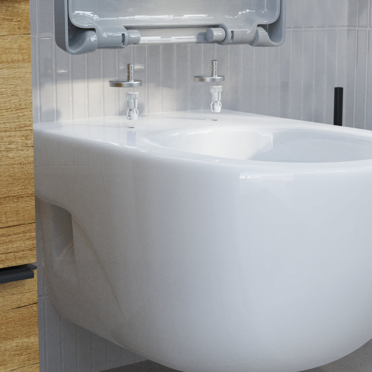 Montierung eines WC-Sitzes mit Montagematerial