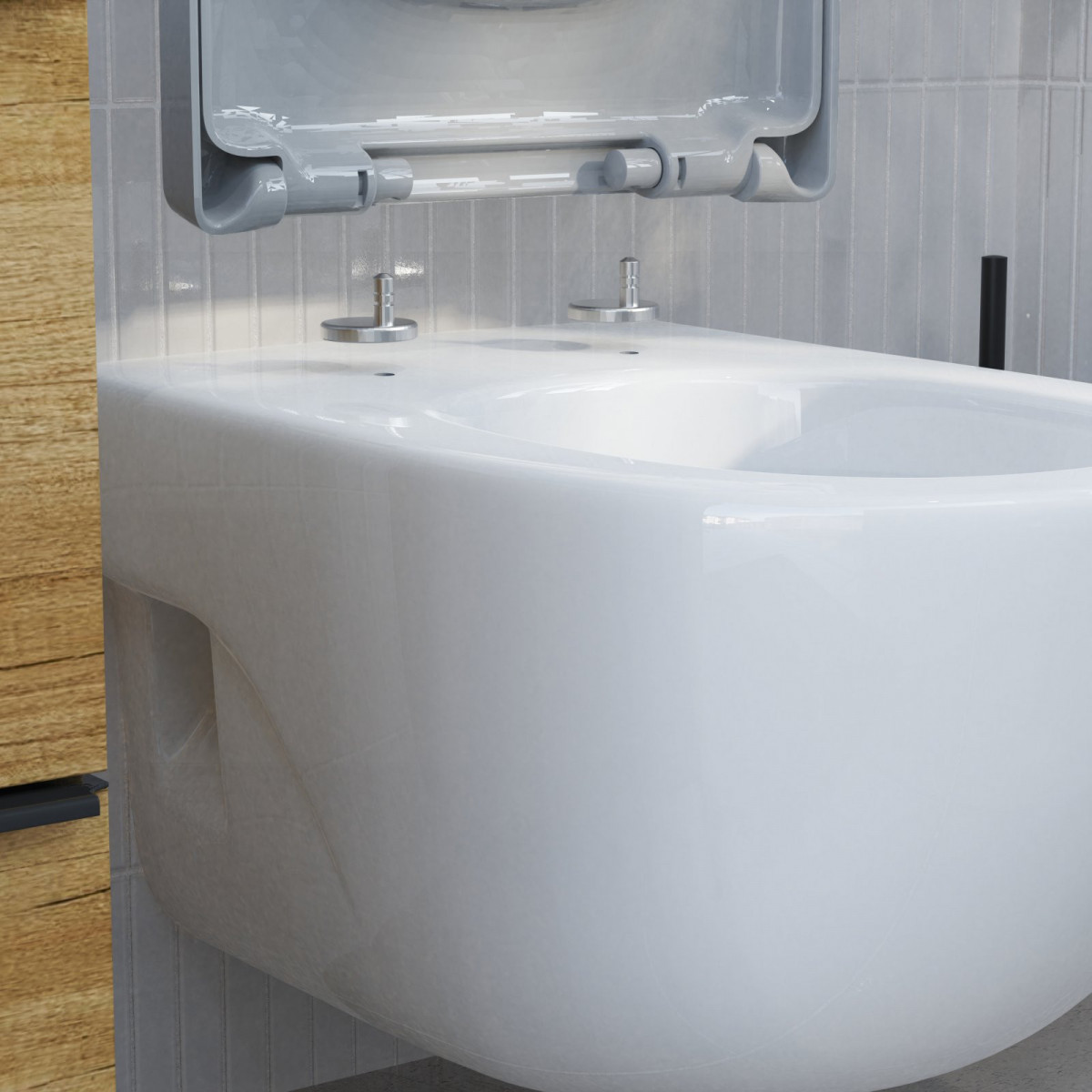 WC-Sitz Alma Made in Germany, in Grau mit Absenkautomatik, D-Form