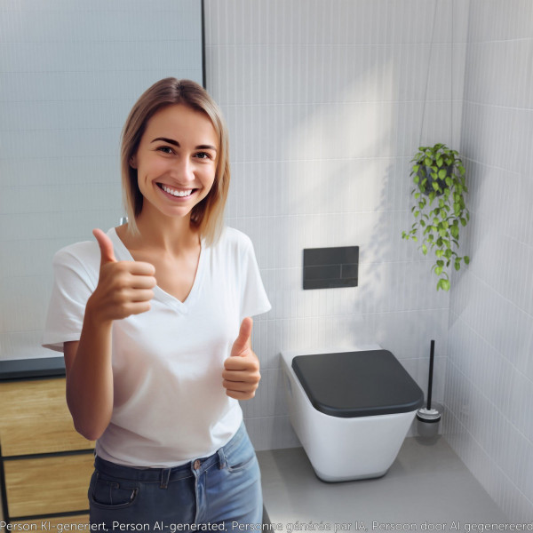 WC-Sitz Helma, in Schwarz mit Absenkautomatik und Schnellverschluss, E-Form
