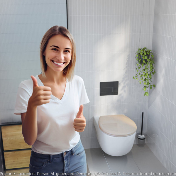 WC-Sitz Alma Made in Germany, in Bahamabeige mit Absenkautomatik und Schnellverschluss, O-Form