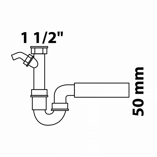 Spültisch-Röhrensiphon, 50mm aus Kunststoff mit Geräteanschluss, Grau