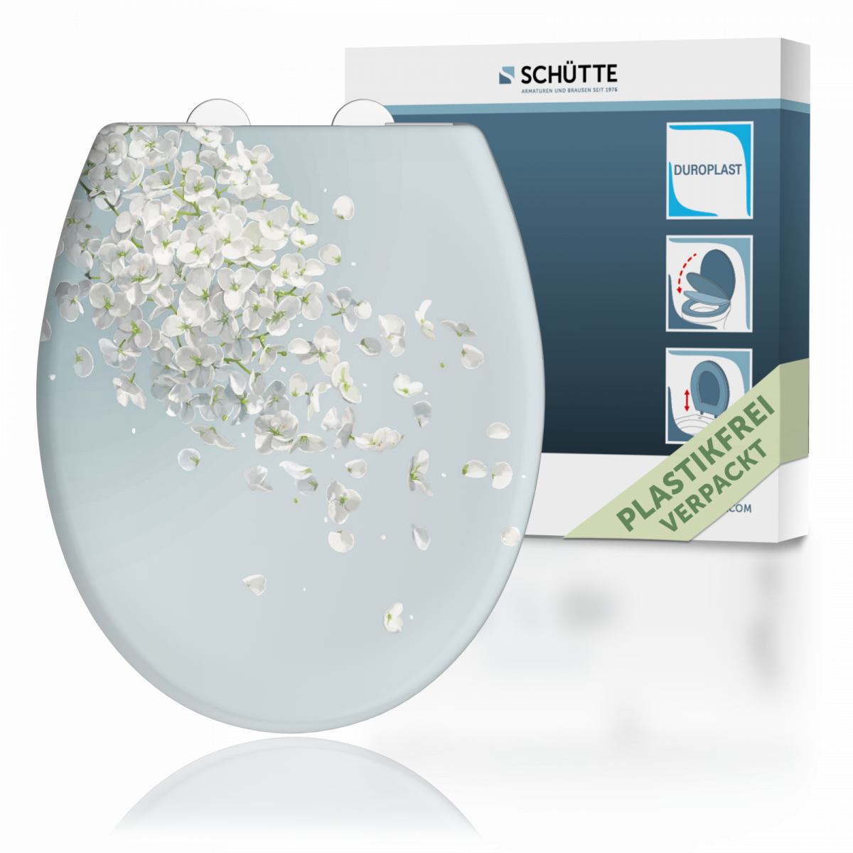 Duroplast WC-Sitz FLOWER IN THE WIND, mit Absenkautomatik und Schnellverschluss