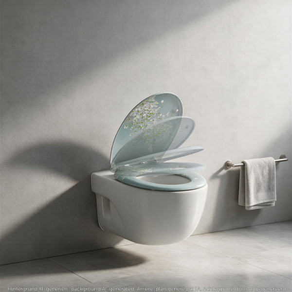 Duroplast WC-Sitz FLOWER IN THE WIND, mit Absenkautomatik und Schnellverschluss