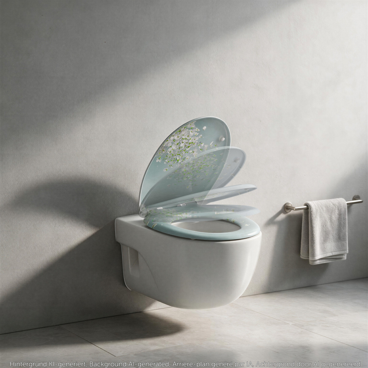 Duroplast WC-Sitz FLOWER IN THE WIND, mit Absenkautomatik und Schnellverschluss