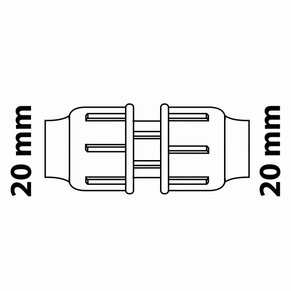 Verbindungsstück, 20 mm, Klemmfitting für HDPE