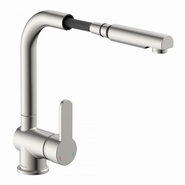 LONDON Spültischarmatur, Edelstahloptik, mit herausziehbarem Auslauf LONDON Spültischarmatur, Edelstahloptik, mit herausziehbarem Auslauf