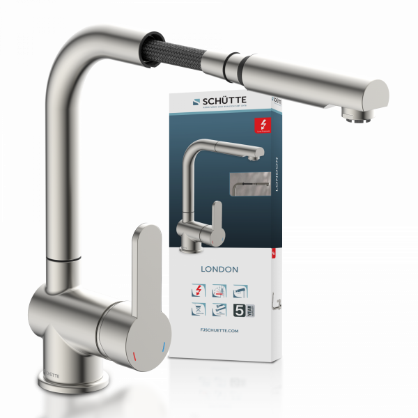 LONDON Spültischarmatur, Niederdruck, Edelstahl LONDON Spültischarmatur, Niederdruck, Edelstahl