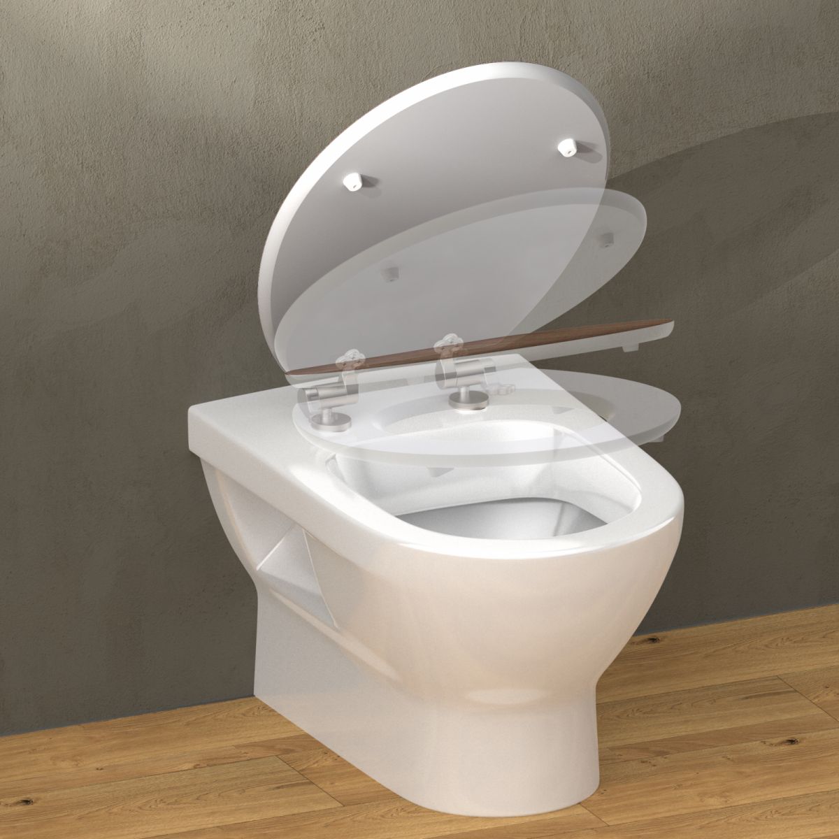 WandhÃĊngendes WC mit WC-Sitz in weiÃ und Absenkautomatik