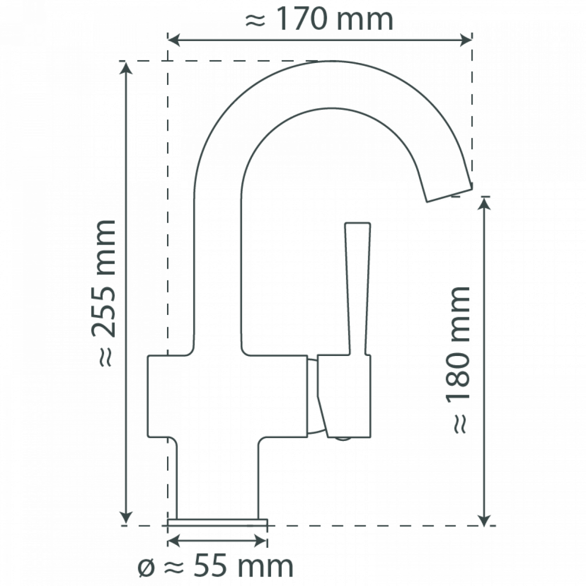 CORNWALL Waschtischarmatur, Rundbogen, Chrom