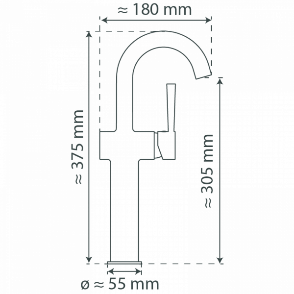 CORNWALL Waschtischarmatur, Chrom, Rundbogen, Aufsatzwaschbecken