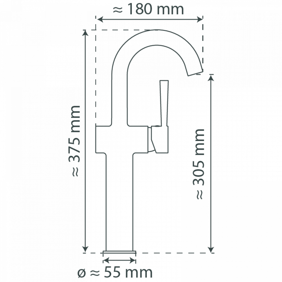 CORNWALL Waschtischarmatur, Chrom, Rundbogen, Aufsatzwaschbecken