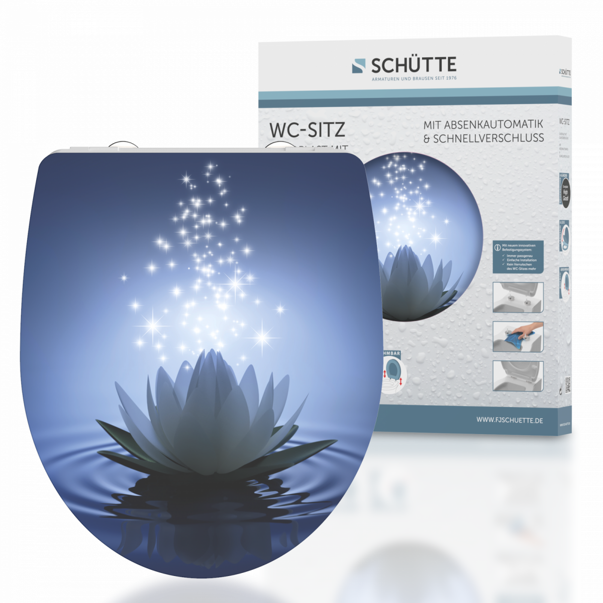 Duroplast High Gloss WC-Sitz WATER LILY, mit Absenkautomatik und Schnellverschluss