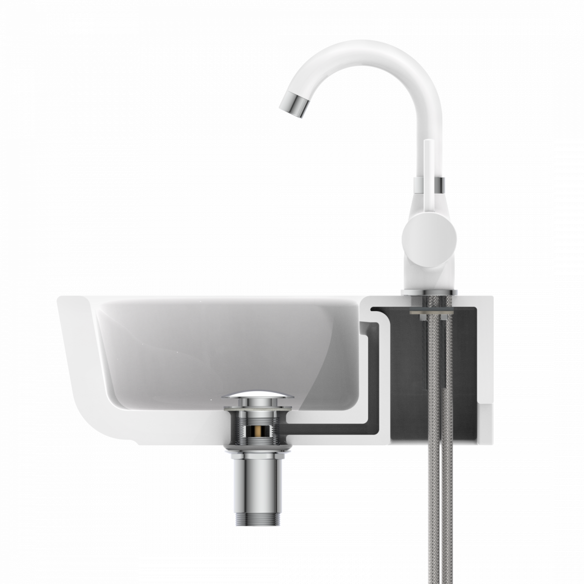 Waschtischarmatur FUTURA, Weiß matt/Chrom