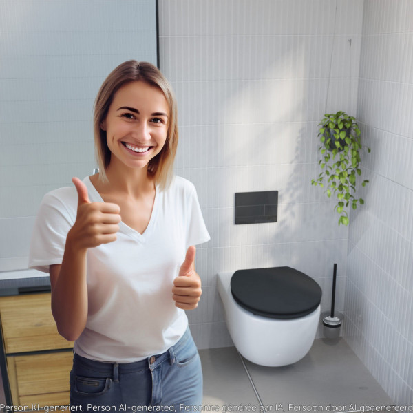 WC-Sitz Gaia aus MDF, in Schwarz mit Absenkautomatik, FSC-zertifiziert