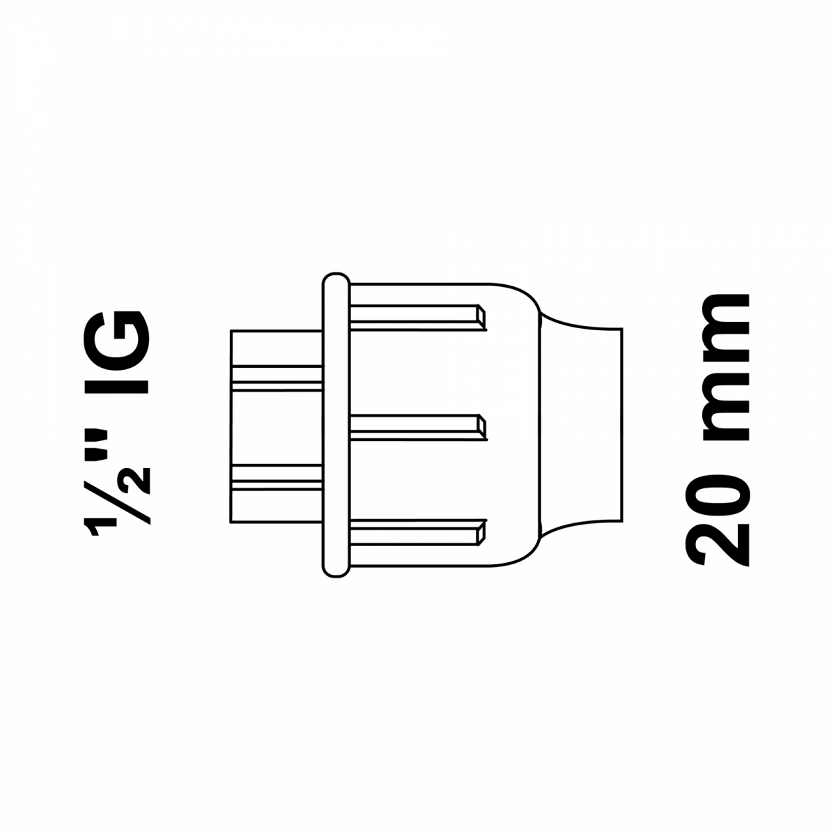 Übergangsstück, 20 mm auf 1/2" IG, Klemmfitting für HDPE