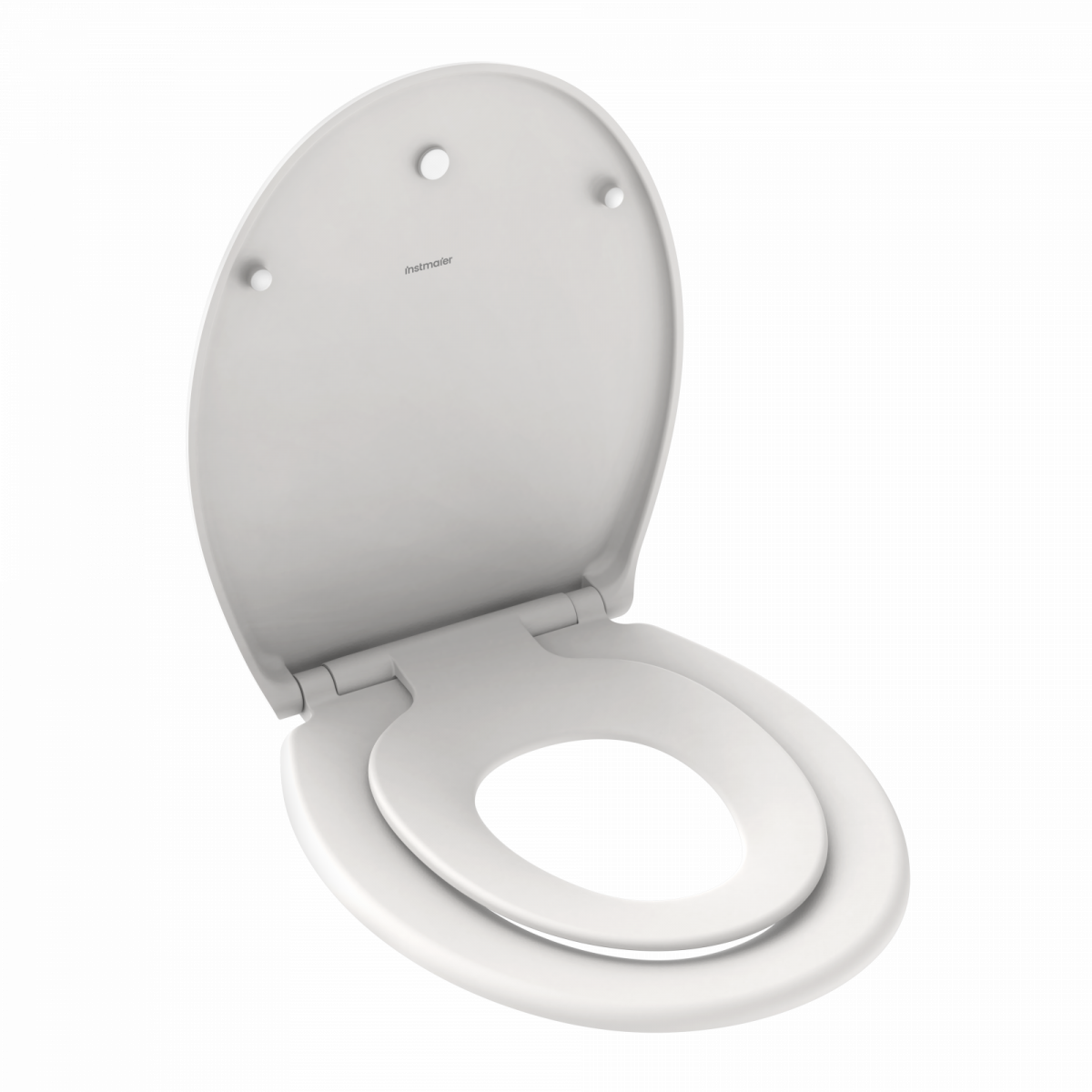 Weißer WC-Sitz mit Deckel und integrierter Kindersitz-Einlage, aufgeklappt gezeigt.