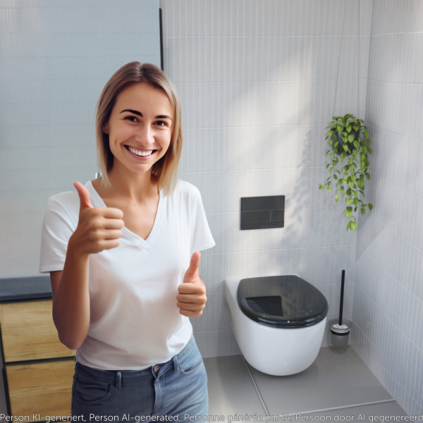 WC-Sitz Alma Made in Germany, in Schwarz mit Absenkautomatik und Schnellverschluss, O-Form