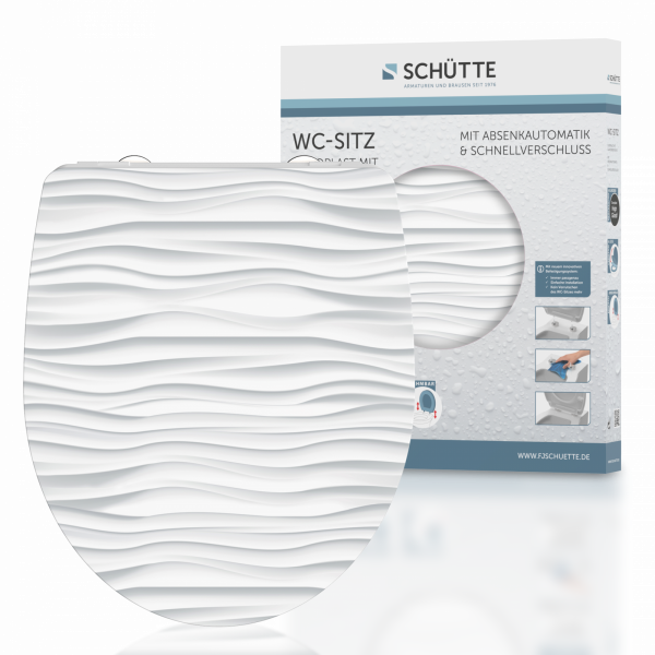 Duroplast High Gloss WC-Sitz WHITE WAVE, mit Absenkautomatik und Schnellverschluss