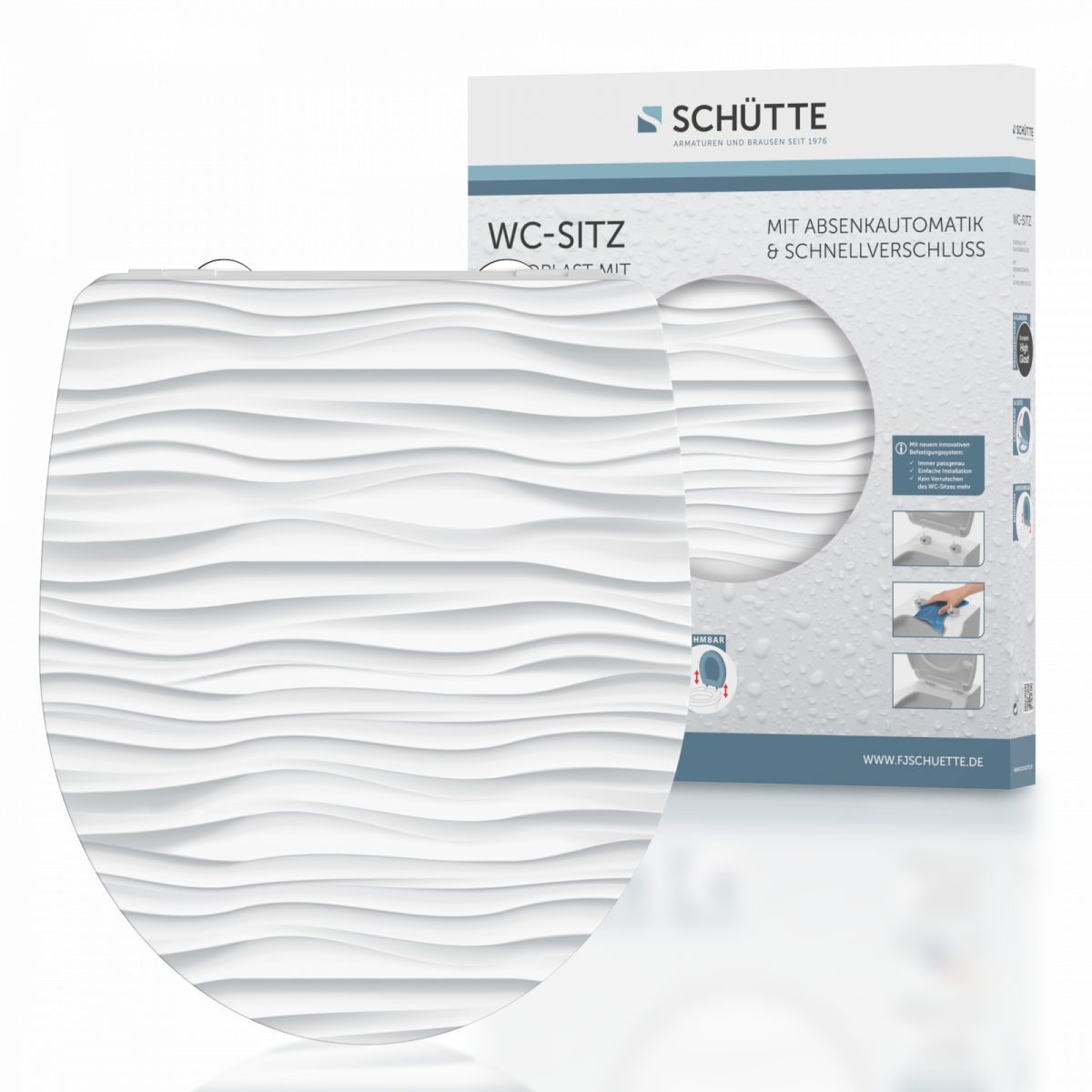 Duroplast High Gloss WC-Sitz WHITE WAVE, mit Absenkautomatik und Schnellverschluss