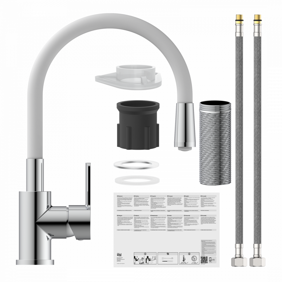 Spültischarmatur FLEXO, Chrom/Hellgrau