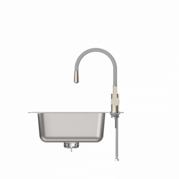 Spültischarmatur FLEXO, Edelstahloptik/Hellgrau